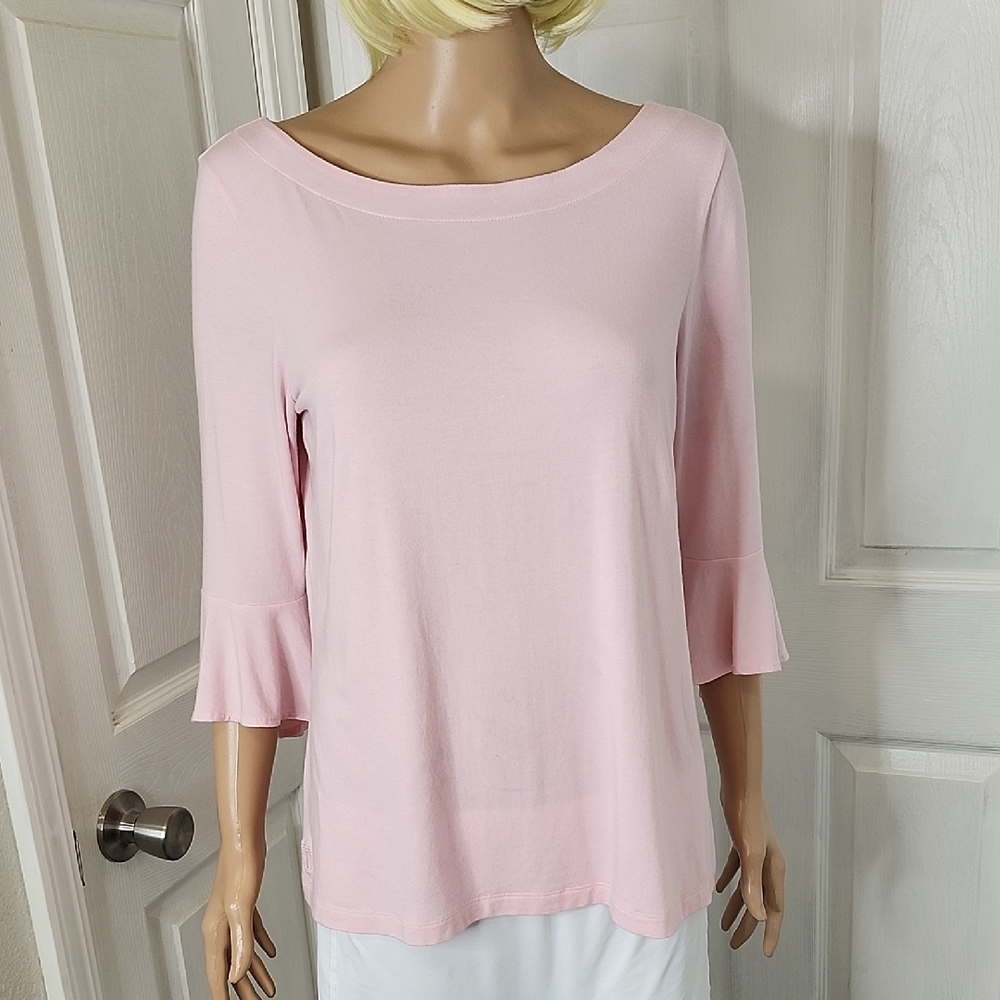 Lilly Pulitzer Fontaine Top 3/4 Sleeve Cotton Blend Roxie Pink